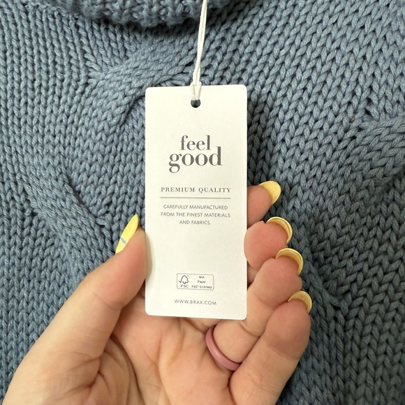 Brax Brian Cable knit Turtleneck Sweater NEW Wool Blend Size Large 50 Blue NWT - Picture 7 of 8